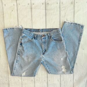 Rustler Mens Distressed Jeans 31x30 Light Wash Straight Leg Workwear Grunge